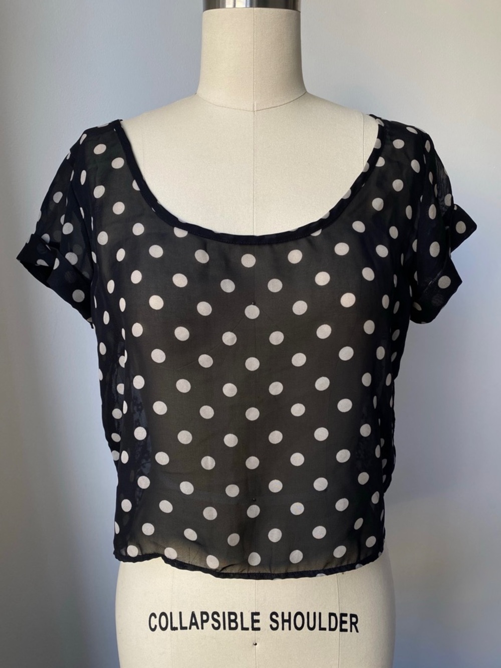 Charlotte Russe Y2K Polka Dot Sheer Mesh Lace Blouse